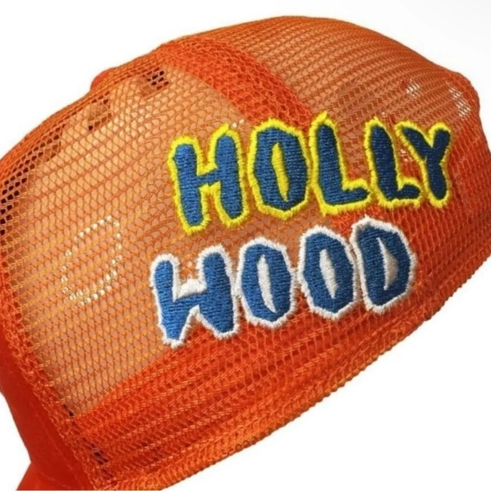 Von Dutch Hollywood Patch Orange VELVET Trucker Hat| Adjustable/Snapback|NEW/NWT